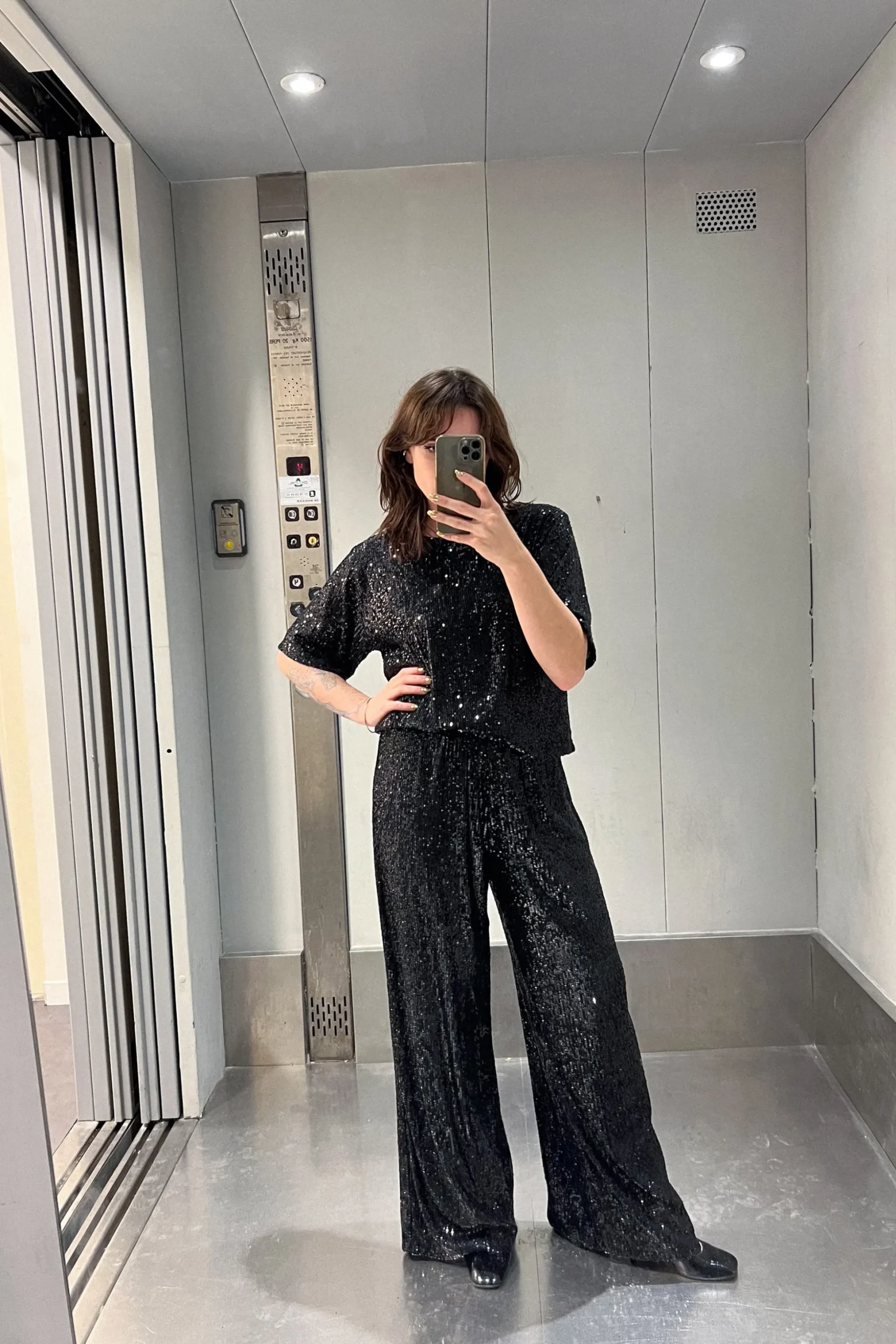 PANTALON SAM SEQUINS NOIRS